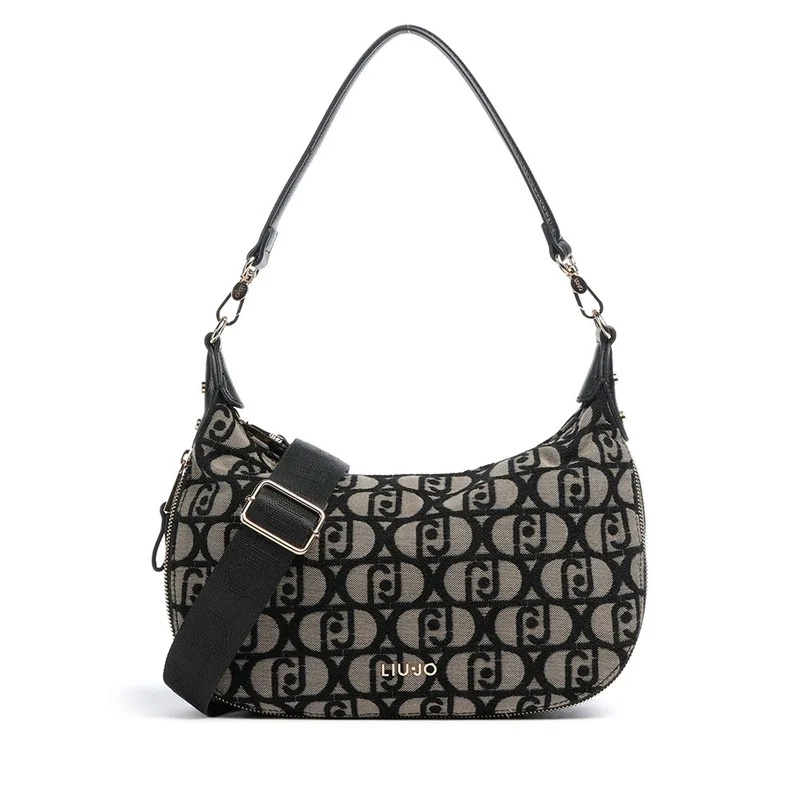 Hobo Bag Media con Tracolla LIU JO in Tessuto Jacquard color Tabacco