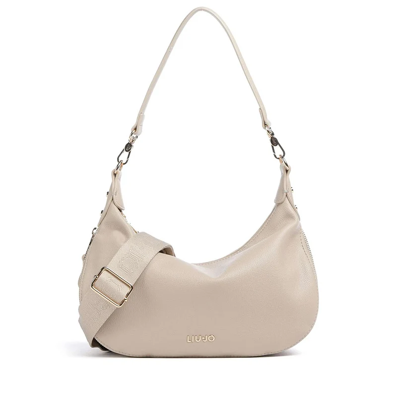 Hobo Bag Media con Tracolla LIU JO Better effetto Bottalato Beige
