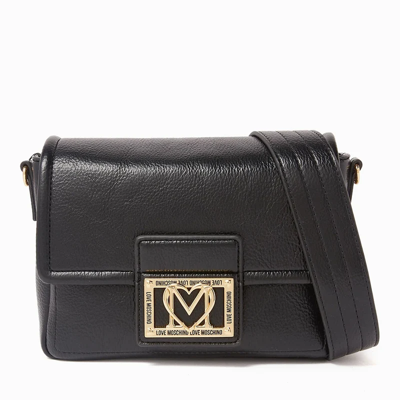 Borsa Donna a Tracolla LOVE MOSCHINO Nera con Placca Quadrata con Logo