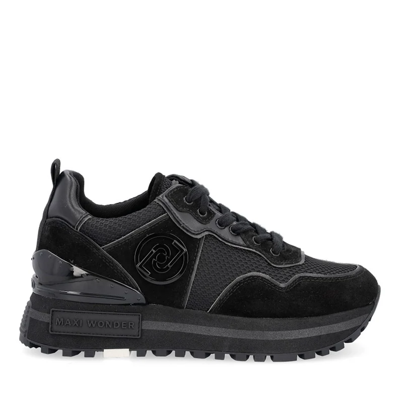 Scarpe Donna LIU JO Maxi Wonder 52 RV Sneakers Platform in Suede e Mesh Nero