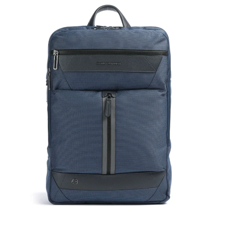 Zaino Uomo PIQUADRO in Pelle e Tessuto Blu Porta Pc 15.6" e iPad Linea Trakai - CA5525W109