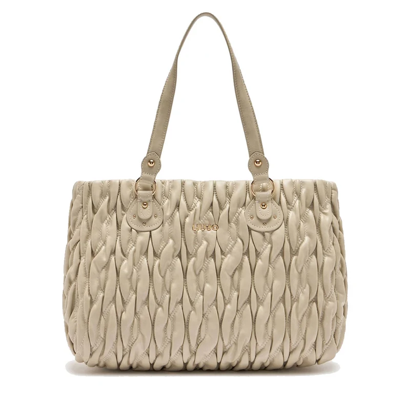 Shopping Bag Donna LIU JO Better Trapuntata con Intreccio color Marmo