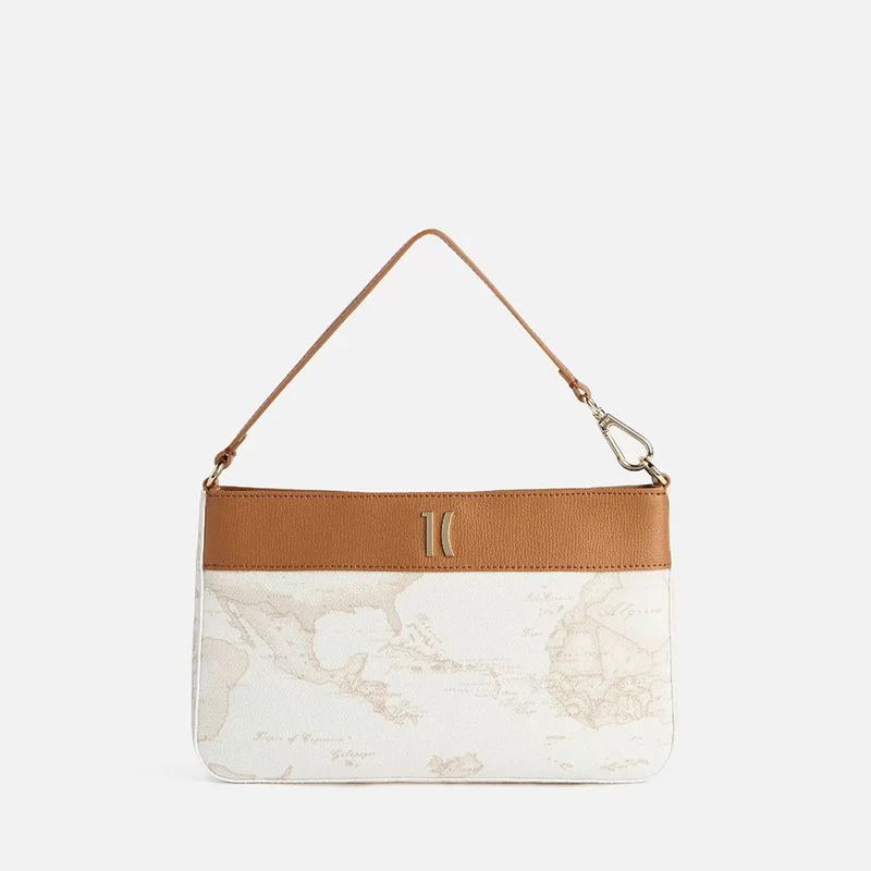 Pochette con Manichetto 1A Classe Alviero Martini linea Heritage Geo colore Geo White e Cuoio PO41