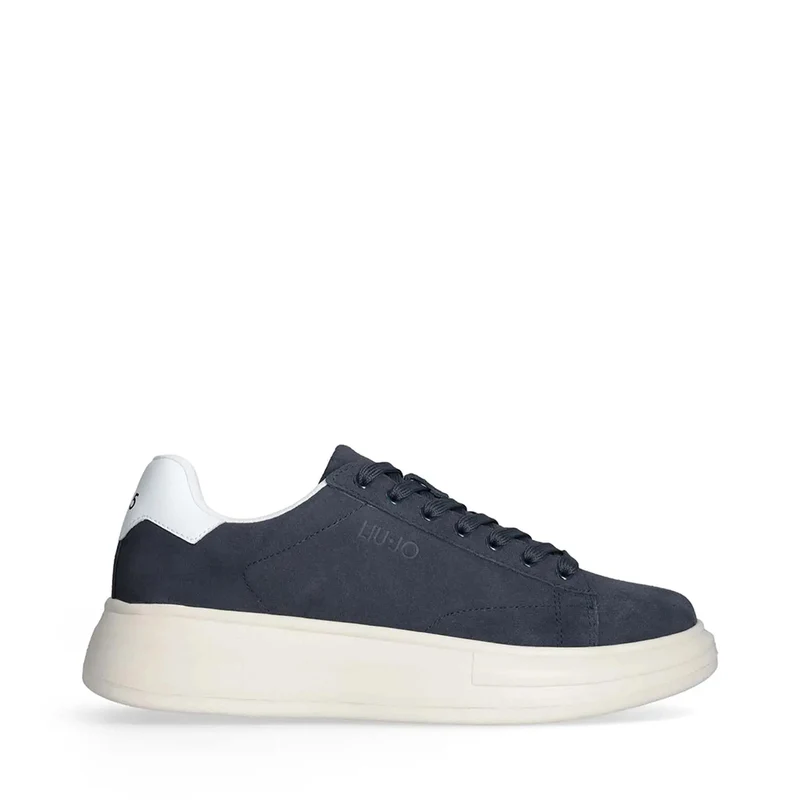 Sneakers Uomo LIU JO Big 01 in Suede Navy Blu e Bianco