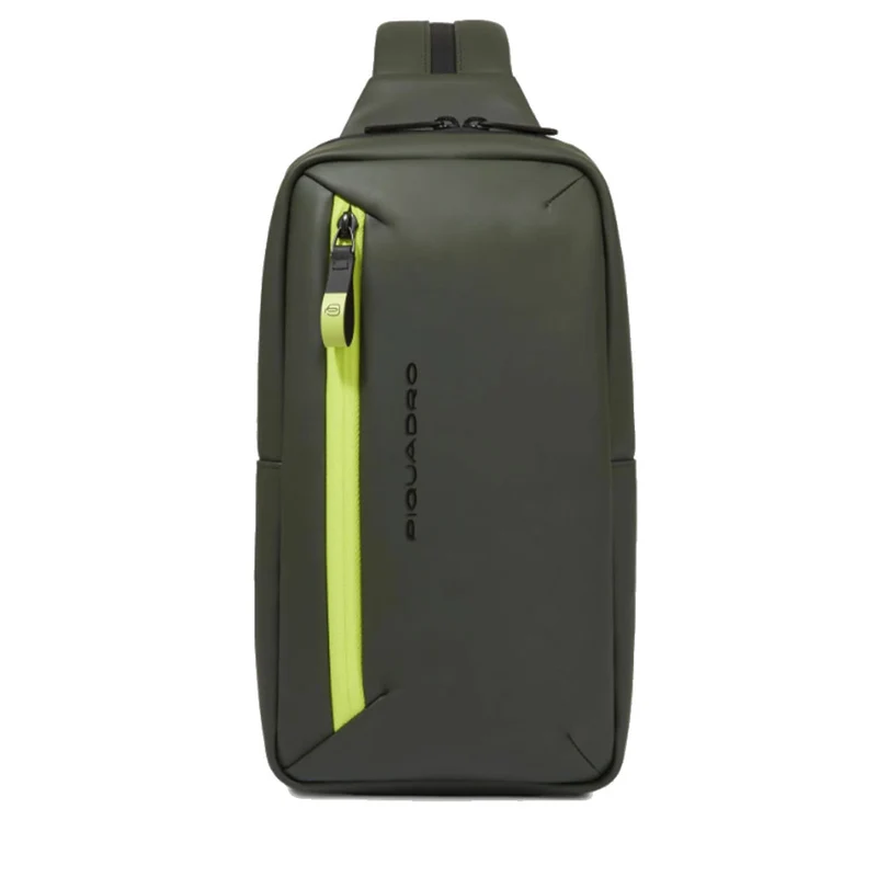 Monospalla Uomo in Tessuto Gommato PIQUADRO Colore Verde Linea Corner 2.0 - CA6466C2OW
