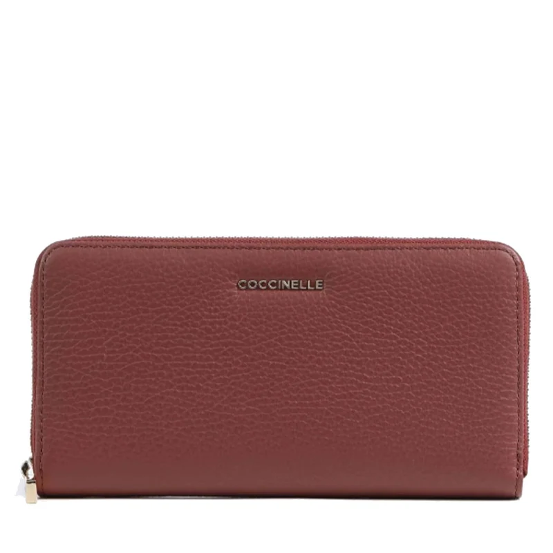 Portafoglio Donna COCCINELLE in Pelle Martellata Colore Brandy Linea Metallic Soft