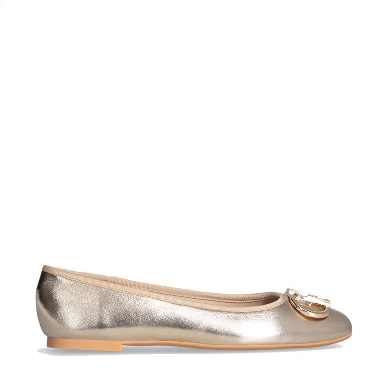Scarpe Donna LIU JO Dafne 04 Ballerine in Pelle Laminata Light Gold
