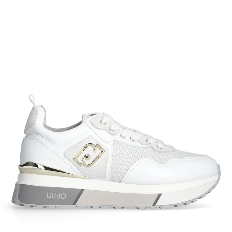 Sneakers Platform Donna LIU JO Maxi Wonder 01 in Pelle e Brighty Mesh Bianco