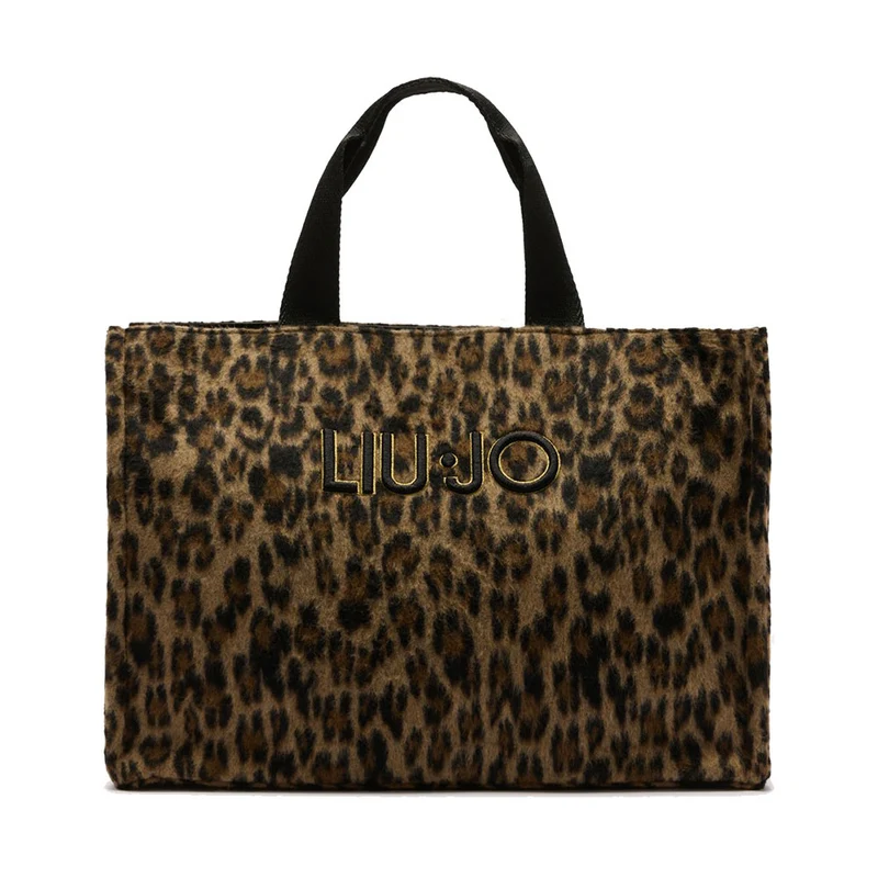 Shopping Bag Donna LIU JO in Tessuto stampa Brown Animalier