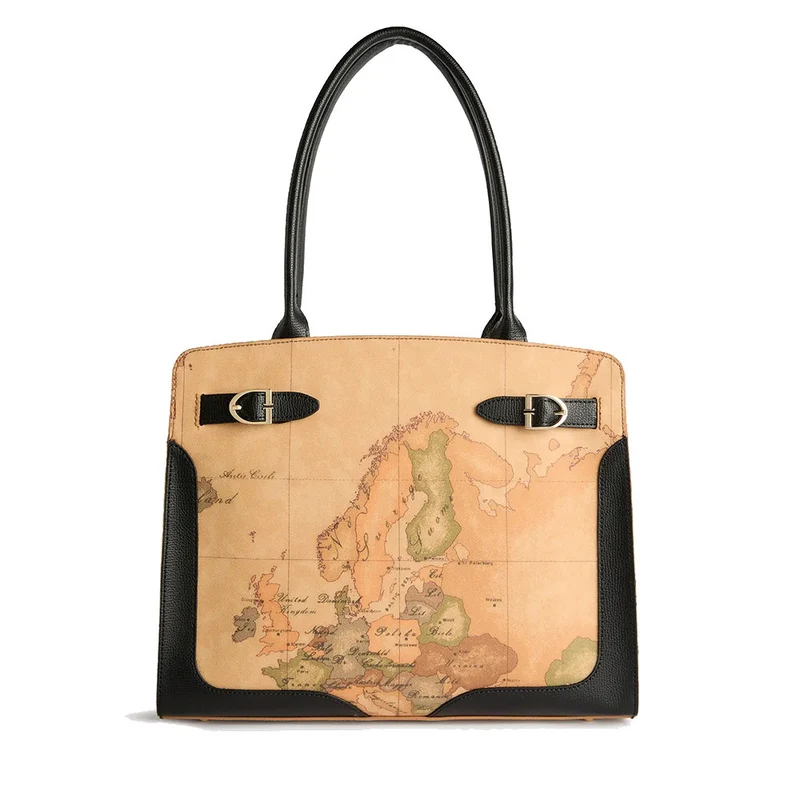 Shopping Bag 1A Classe Alviero Martini linea Valley Geo colore Geo Classic e Nero LD64