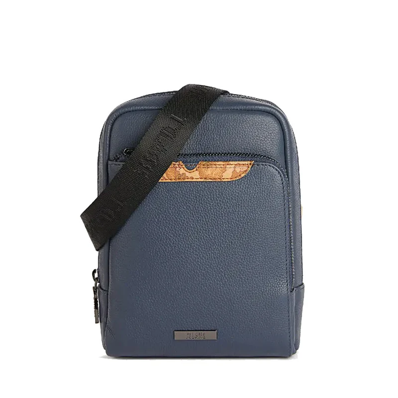 Borsello Uomo Piccolo 1A Classe Alviero Martini linea Trip Leather in Pelle Blu Denim LA85