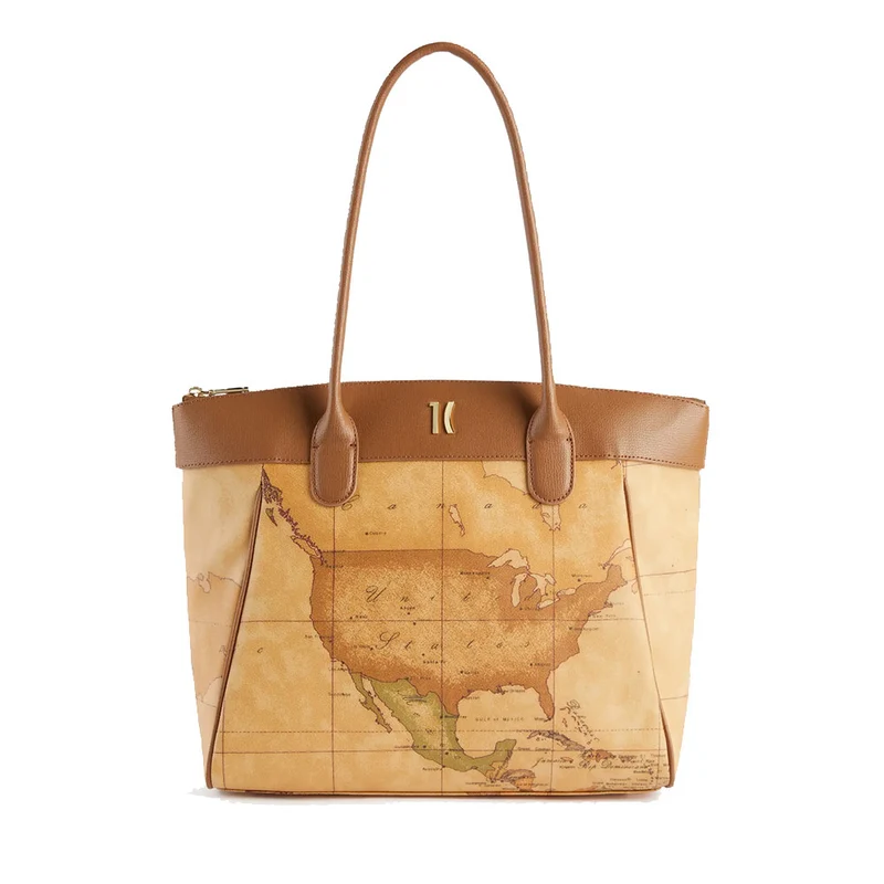 Shopping Bag 1A Classe Alviero Martini linea Heritage Geo colore Geo Classic e Cuoio LC15