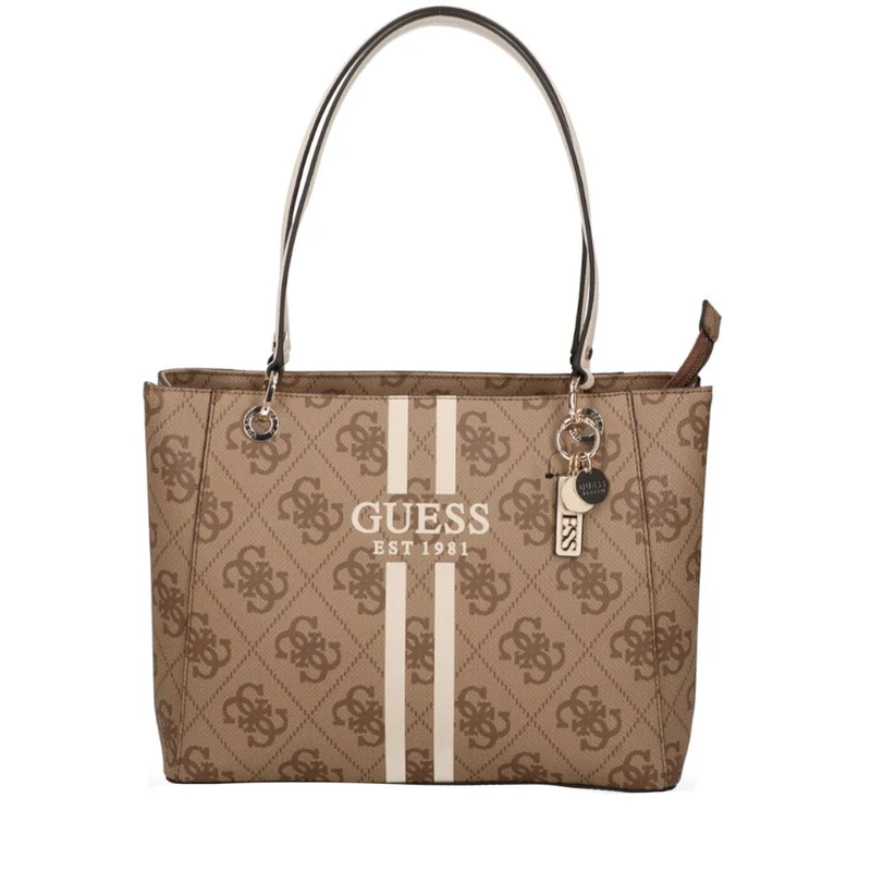 Borsa Donna a Spalla GUESS Linea Noelle Colore Latte Logo con Logo Frontale
