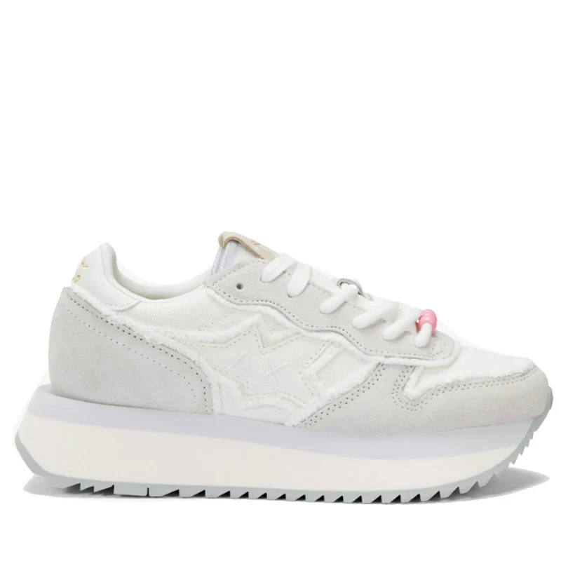 Scarpe Donna Sun68 Sneakers Big Stargirl Canvas Colore Bianco Panna - Z35216