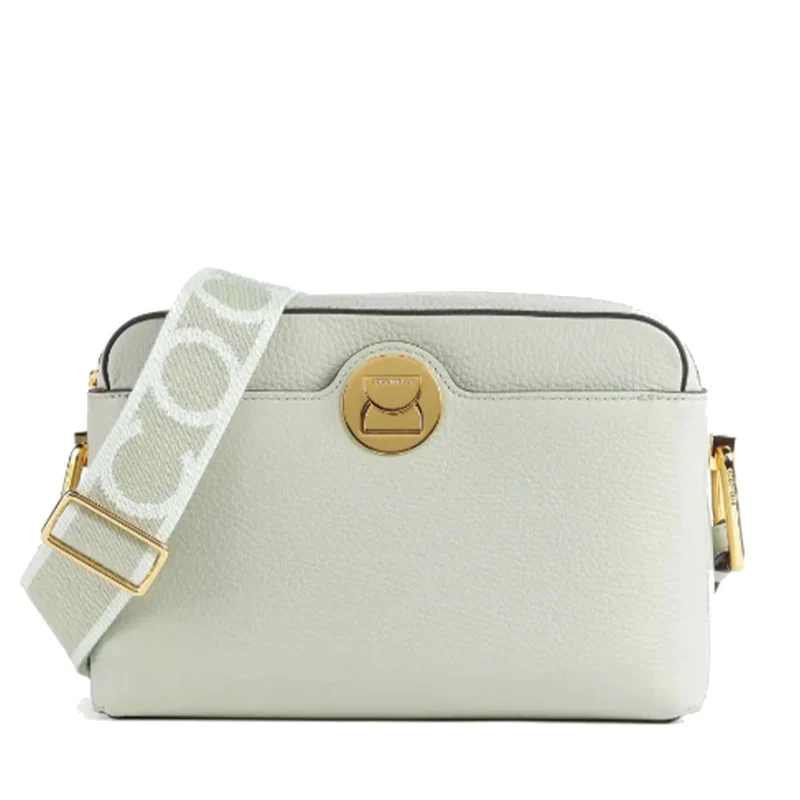 Borsa Donna a Tracolla chiusa con Zip COCCINELLE in Pelle Linea Liya Signature colore Celadon Green