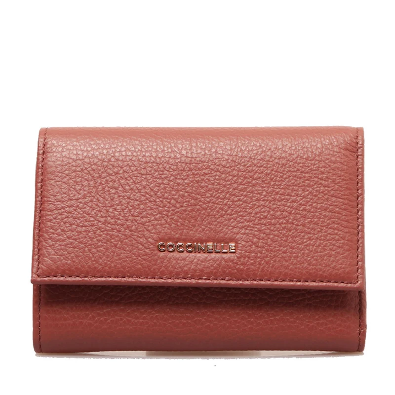 Portafoglio Donna COCCINELLE in Pelle Colore Brandy Linea Metallic Soft Misura Piccola