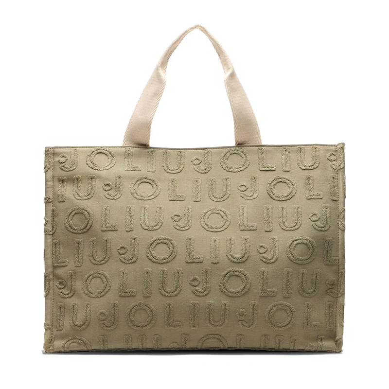 Tote Bag Large LIU JO in Tessuto Jacquard Verde Militare