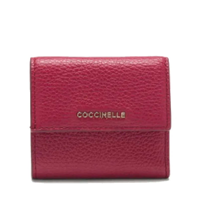 Portafoglio Mini Donna COCCINELLE in Pelle Sangria Linea Metallic Soft