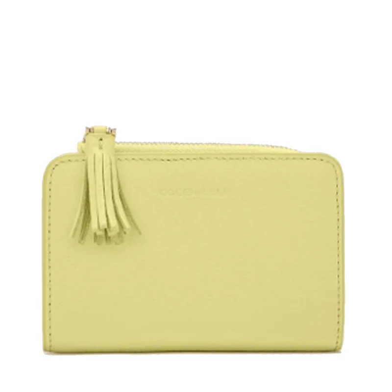 Portafoglio Donna Piatto COCCINELLE in Pelle Colore Lime Wash Linea Tassel