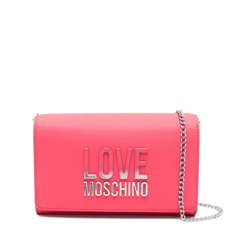 Clutch con Tracolla LOVE MOSCHINO Fuxia con Logo Lettering Sfumato