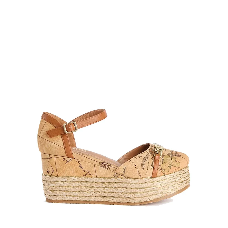 Sandali con Zeppa 8 cm 1A Classe Alviero Martini in Reps stampa Geo Classic 1115