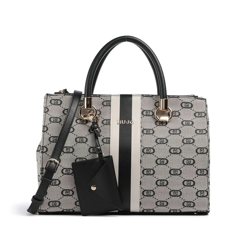 Borsa Donna a Mano LIU JO in Tessuto Jacquard Monogram Nero