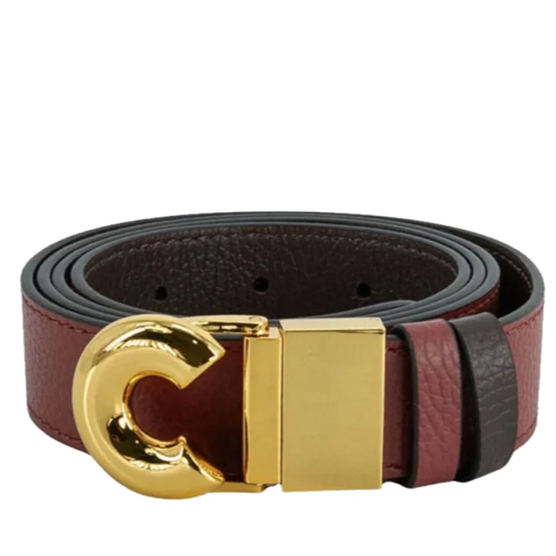 Cintura Donna COCCINELLE Reversibile in Pelle Colore Brandy - Fondant Brown Linea Kelsey