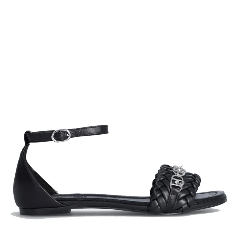 Scarpe Donna LIU JO Rachele 05 Sandali Flat Intrecciati in Pelle Nera