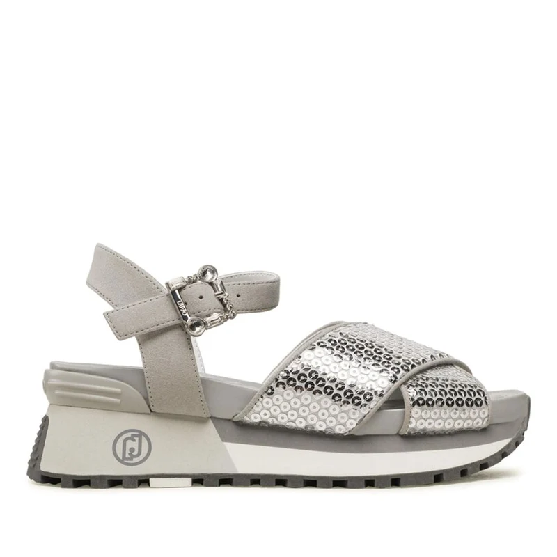 Scarpe Donna LIU JO Sandali Platform Maxi Wonder 11 con Paillettes Silver