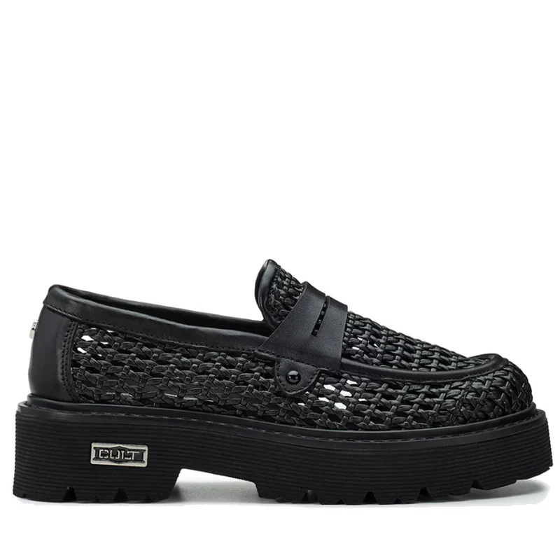 Scarpe Donna CULT Slash 4319 Mocassino in Pelle Nera Intrecciata