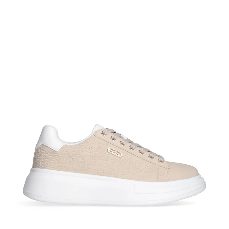 Sneakers Platform LIU JO Babol 01 Beige con Logo Embossed All Over