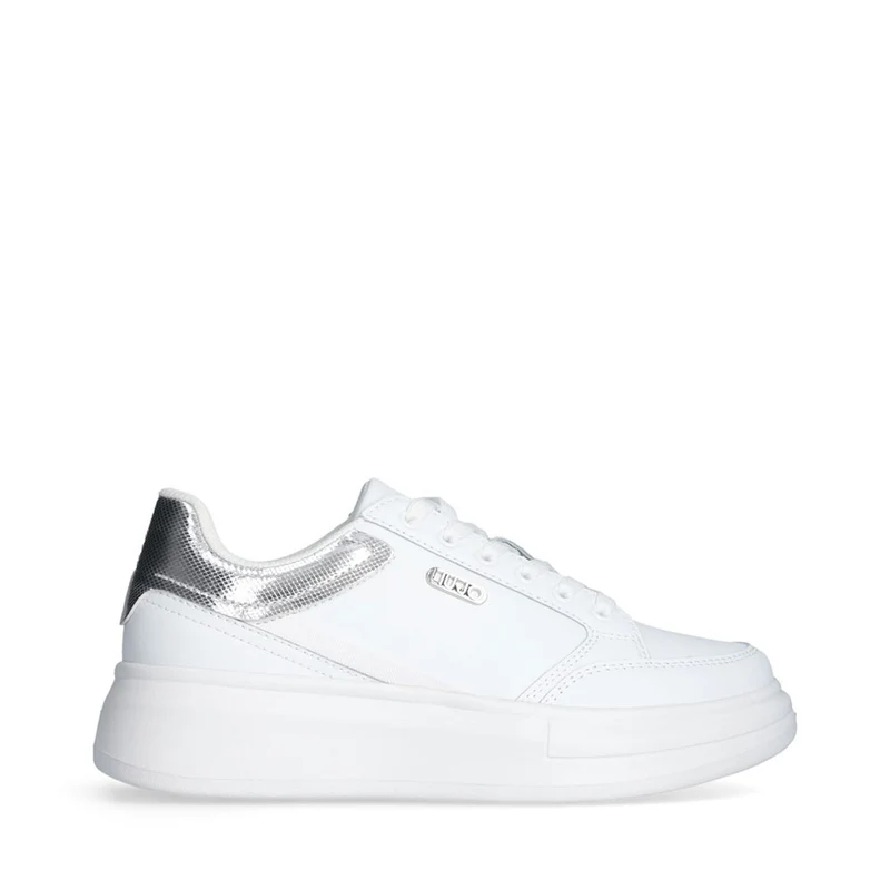 Sneakers Platform LIU JO Babol 03 in Pelle Bianca con Inserto stampa Pitone Metallizzato
