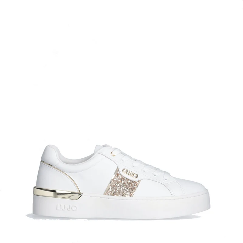Sneakers Platform LIU JO Silvia 906 Bianche con Inserto Glitter Oro