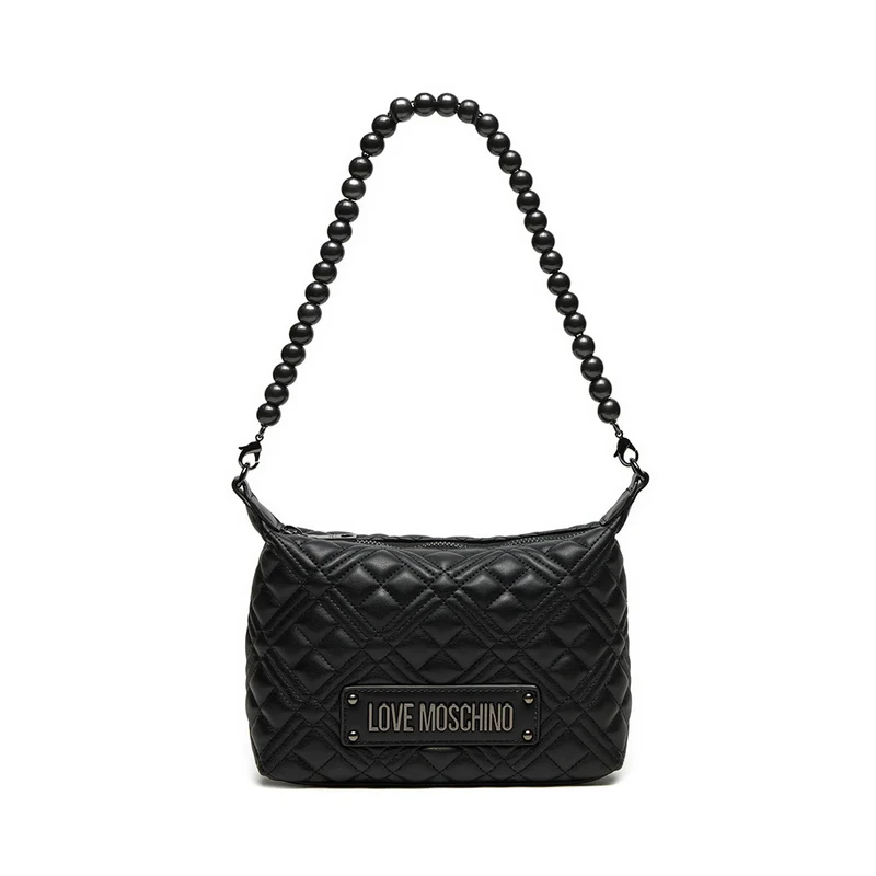 Hobo Bag Small LOVE MOSCHINO linea Pearls Trapuntata Nera con Logo Canna di Fucile