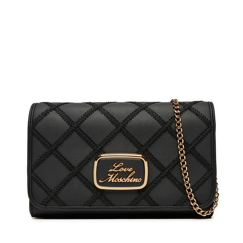 Clutch Donna LOVE MOSCHINO con Ricamo a Scacchi Nero