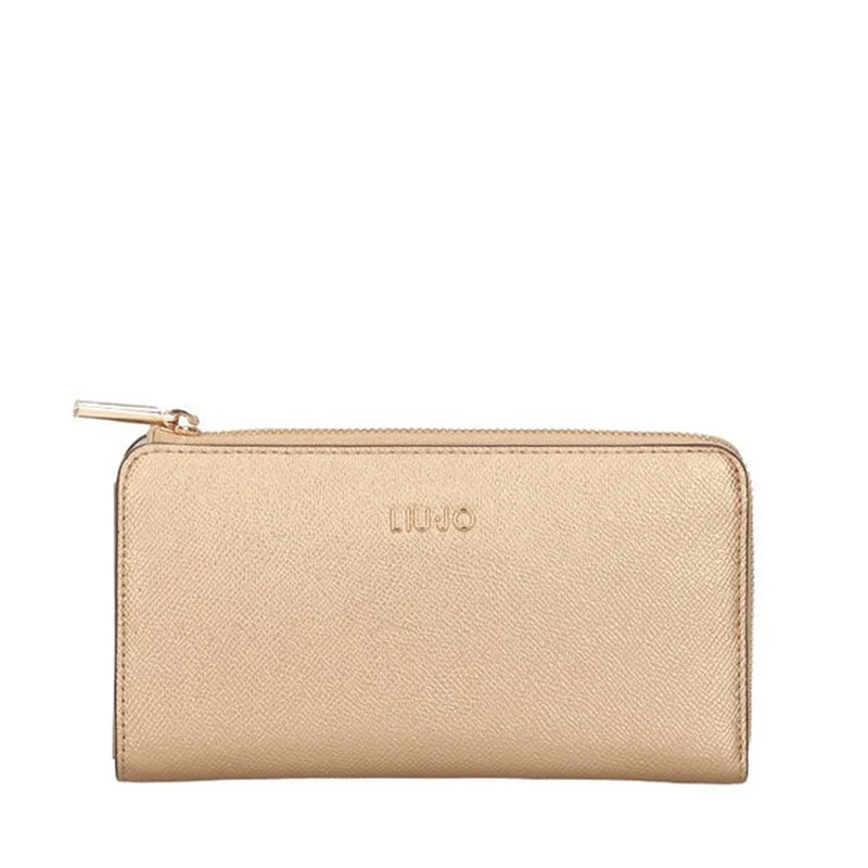 Portafoglio Donna con Zip LIU JO stampa Saffiano Oro