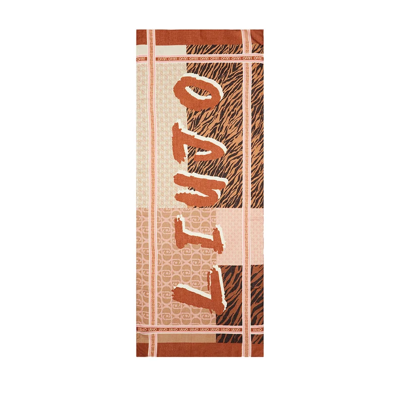 Stola Donna 70 x 180 cm LIU JO stampa Animalier con Logo Marrone