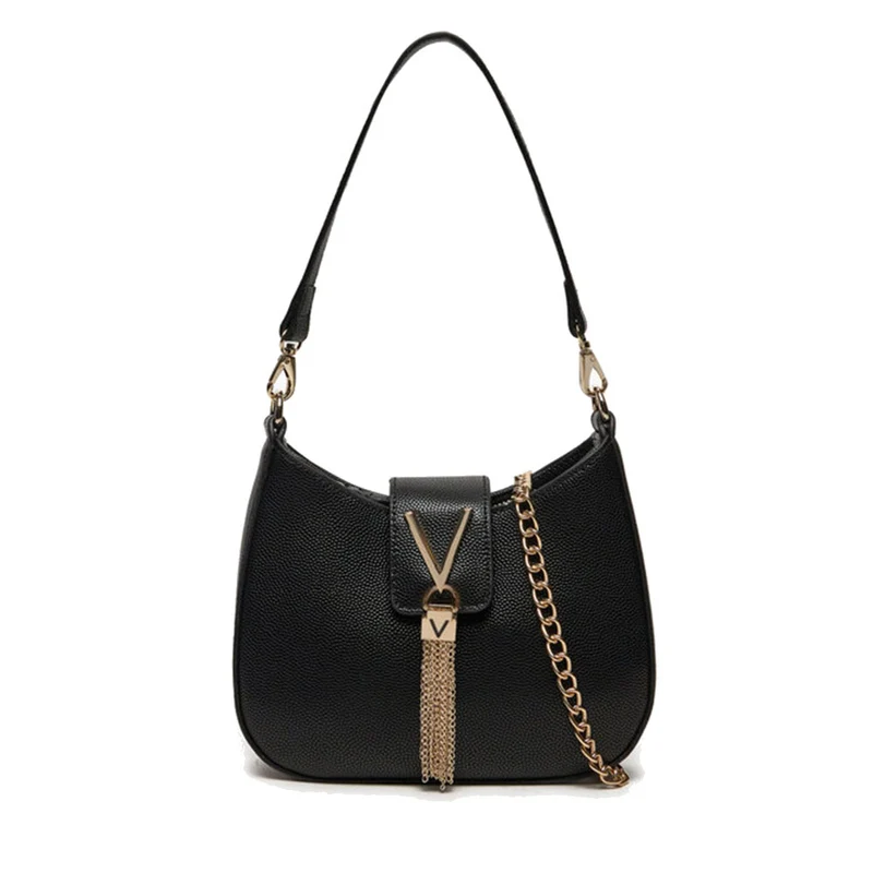 Borsa Donna a Spalla e Tracolla VALENTINO BAGS linea Divina Colore Nero - Gold - VBS1R417G