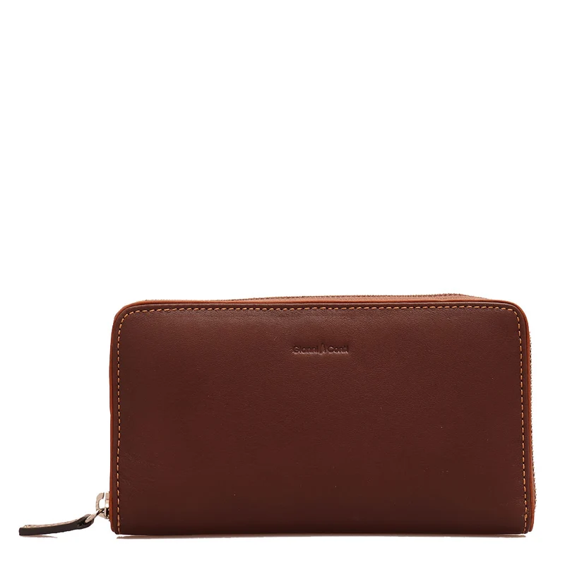 Portafoglio Donna Zip Around GIANNI CONTI in Pelle Marrone