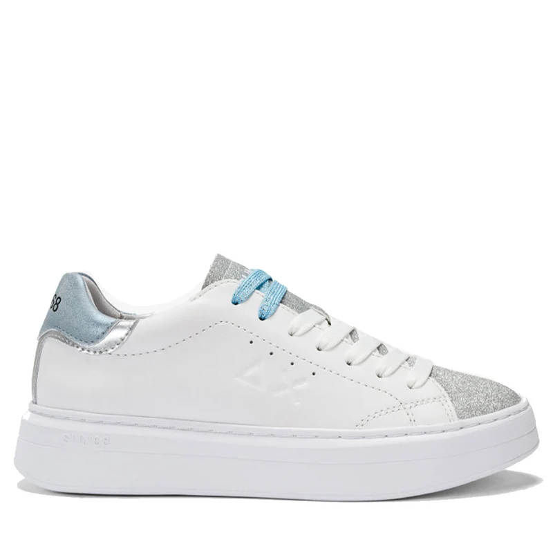 Scarpe Donna Sun68 Sneakers Grace Leather Colore Bianco - Azzurro