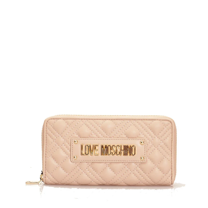 Portafoglio Donna Zip Around Trapuntato LOVE MOSCHINO linea Shiny Quilted Rosa Nude