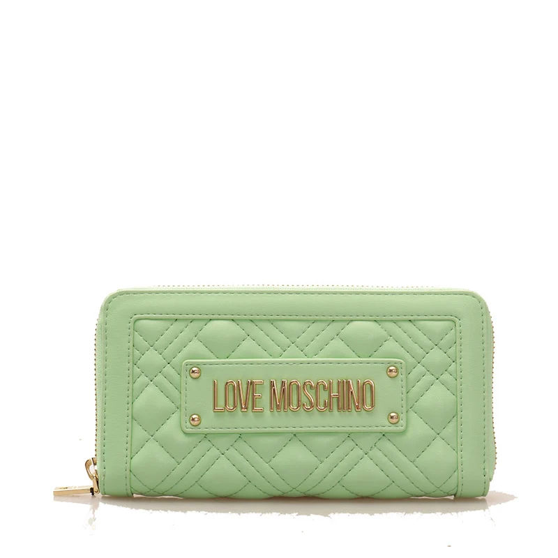 Portafoglio Donna Zip Around Trapuntato LOVE MOSCHINO linea Quilted Verde Menta