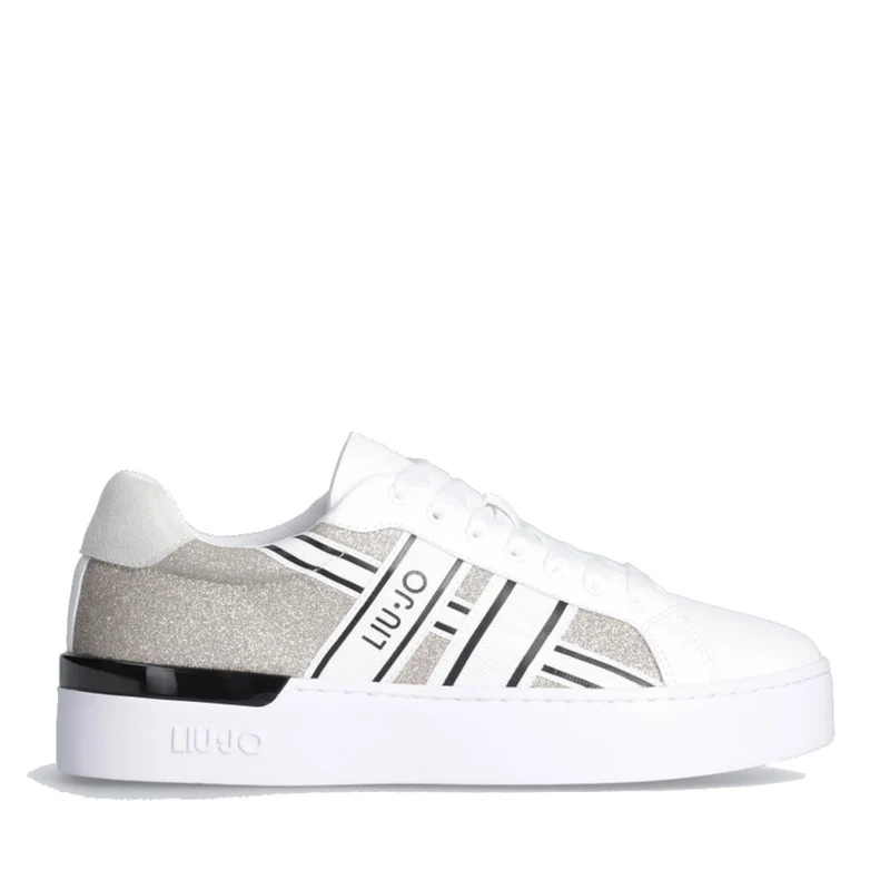 Scarpe Donna LIU JO Sneakers Silvia 87 Bianche Glitter con Logo