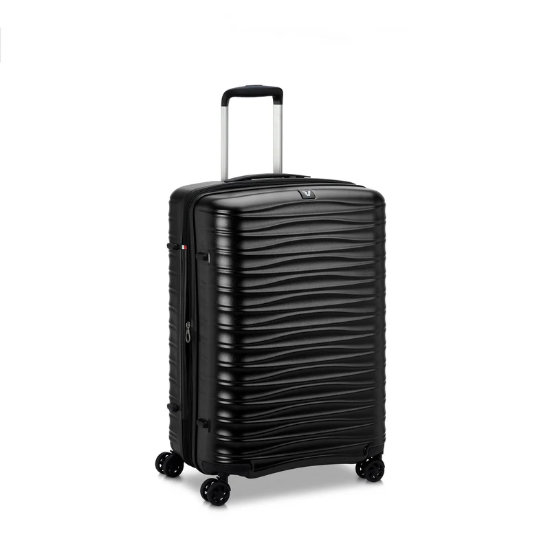Trolley Medio 65 Cm RONCATO Wave Nero Rigido 4 Ruote Espandibile