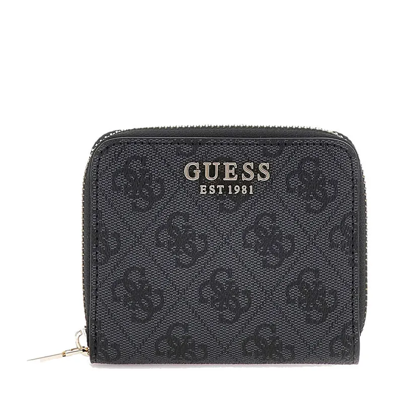 Portafoglio Piccolo GUESS Chiuso con Zip Linea Laurel Colore Coal Logo