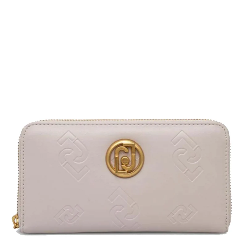 Portafoglio Donna Zip Around LIU JO con Logo Impresso color Bone