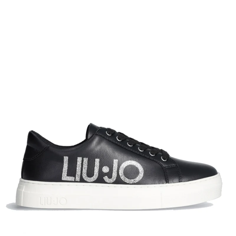 Scarpe LIU JO Alicia 631 Sneakers Nere con Maxi Logo Glitter