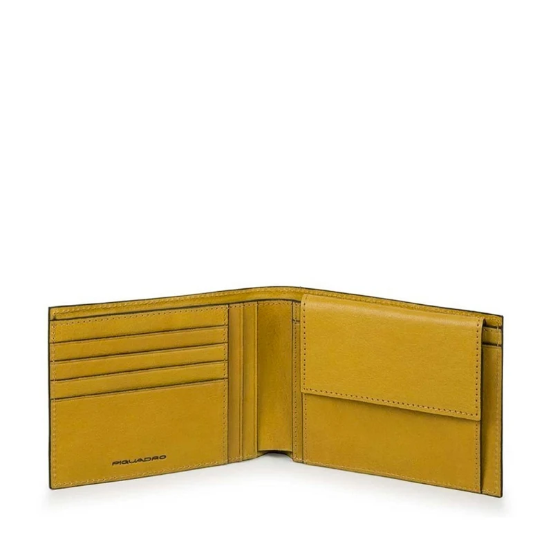 Portafoglio Uomo con Portamonete Piquadro In Pelle Gialla Linea Black Square - PU257B3R