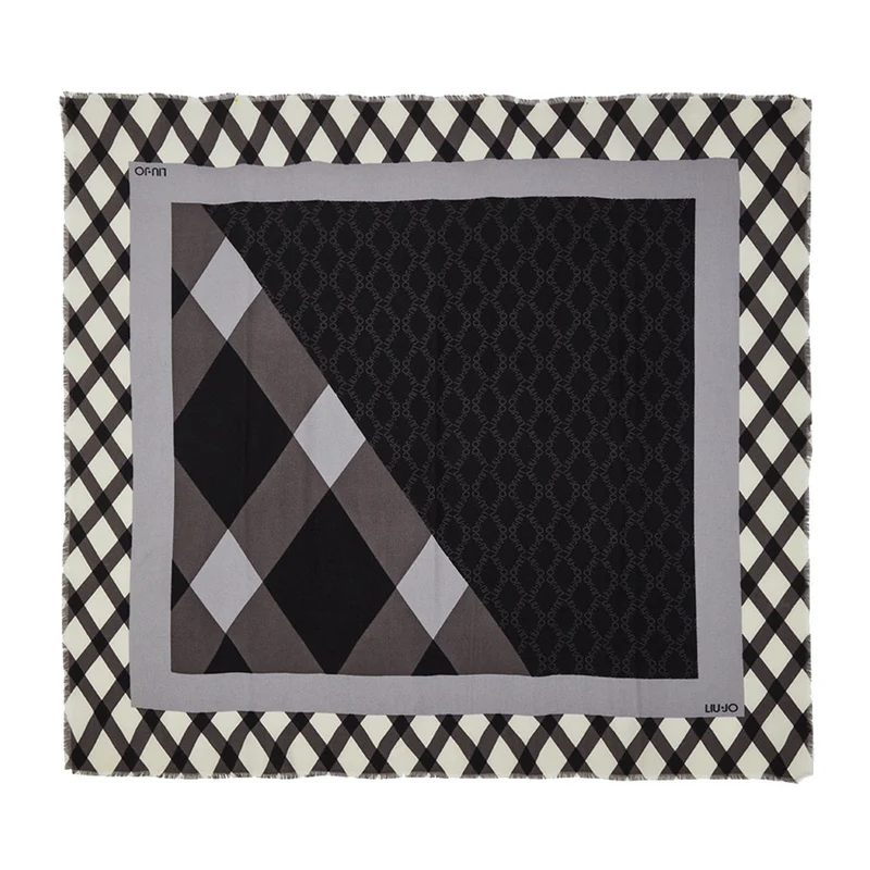 Foulard Donna 120 x 120 cm LIU JO in Tessuto stampa Rombi All Over Nero
