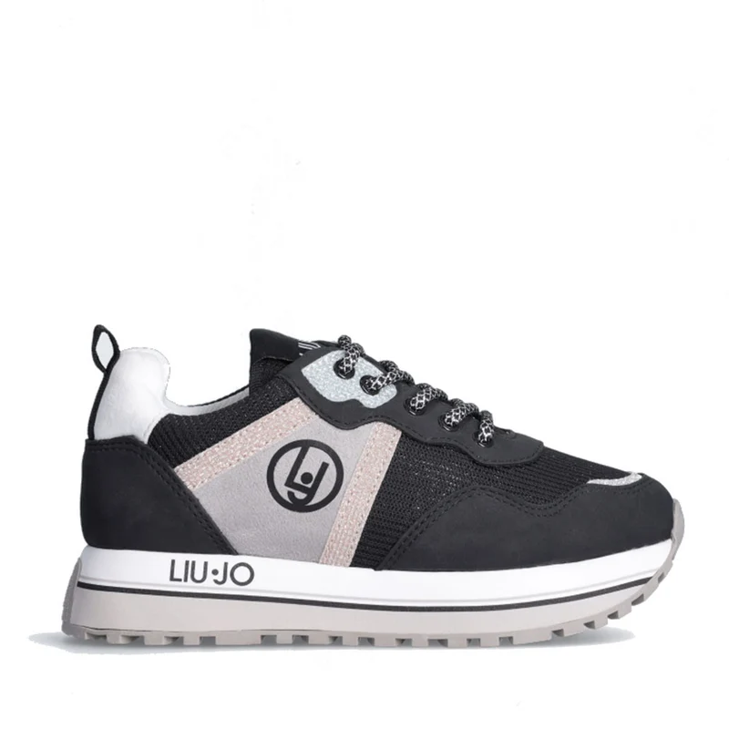 Scarpe LIU JO Sneakers Platform Maxi Wonder 518 in Microfibra con Dettaglio Glitter colore Nero